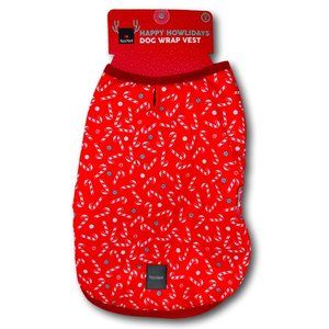 Fuzz Yard Happy Howlidays Candy Cane Red Dog Wrap Vest Size 3
